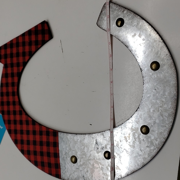 NEW! Plaid Wood / Metal Initial Monogram Letter "C" Hanging Wall Decor - Picture 6 of 7